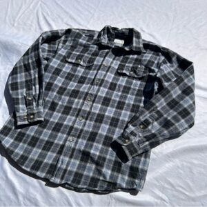 Carhartt S248 BLK Loose Heavyweight Flannel Long Sleeve Plaid Shirt Men's Size L